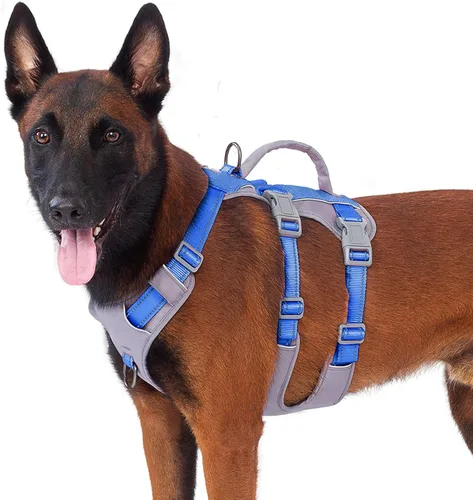 Miniatura 10 de Huntboo Arnés reflectante para perro con asa, a prueba de escape, antideslizante, transpirable, ligero, arnés de elevación ajustable para perros