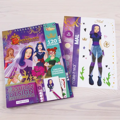 Miniatura 4 de Make It Real - Cuaderno de bocetos de boda real de Disney Descendants con mesa de luz de trazado. Kit de dibujo y trazado de diseño de moda