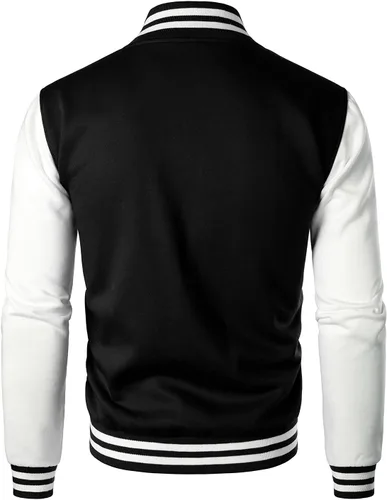 Miniatura 3 de HOOD CREW Chaqueta de béisbol Varsity para hombre de mezcla de algodón