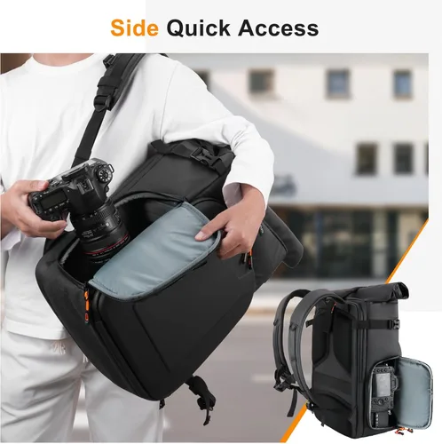 Miniatura 3 de MOSISO Mochila para cámara, bolsa para cámara DSLR/SLR/sin espejo con bolsillo frontal de carcasa dura, mochila para fotografía con compartimento