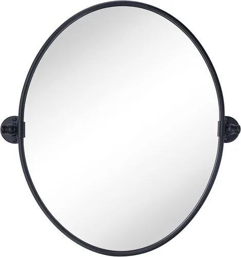 Miniatura 10 de TEHOME - Espejo de tocador de baño pivotante ovalado de níquel cepillado en metal, espejos de tocador inclinables para pared, 22.99 x 24 pulgadas