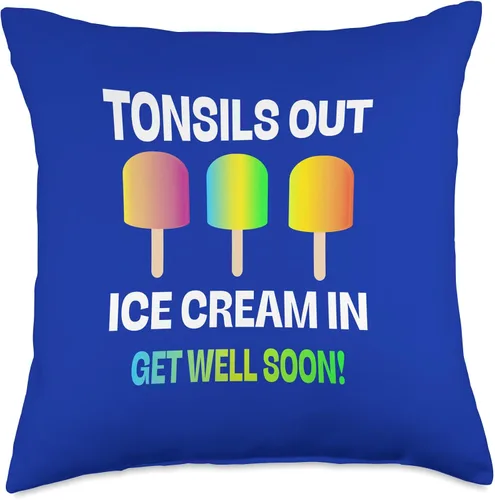 Miniatura 5 de DesignsByKelley Best Wishes Fast Recovery Gifts Amígdalas Out Ice Cream in Get Well Kids Surgery Recovery - Almohada de regalo, 16 x 16 pulgadas