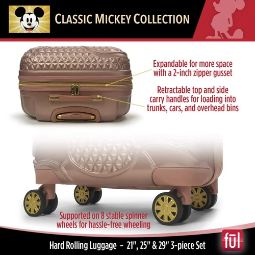 Miniatura 6 de FUL Disney Mickey Mouse - Maleta rígida con ruedas giratorias Oro Rosa Disney Mickey Mouse - Maleta rígida con ruedas giratorias