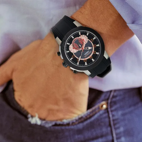 Miniatura 24 de MULCO Relojes para hombre - Creek, caja de acero inoxidable con correa de silicona para la muñeca, movimiento multifuncional de cuarzo, pantalla