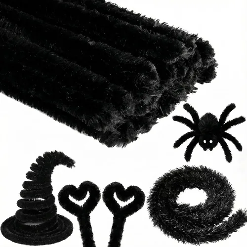 Miniatura 10 de Hotop 30 limpiapipas extra gruesos de 1.181 in de felpilla de 1.181 in, suministros para principiantes, suministros de bricolaje (negro, 12 pulgadas)