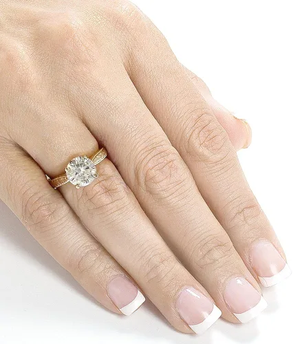Miniatura 3 de Kobelli Anillo de compromiso de moissanita de estilo antiguo, oro amarillo de 14 quilates
