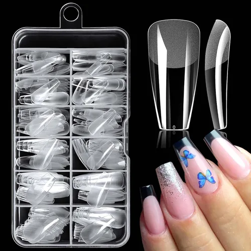 Miniatura 9 de 240 puntas de uñas de gel extra cortas, uñas postizas de almendra, uñas postizas transparentes, uñas cortas XS de almendra, puntas de uñas