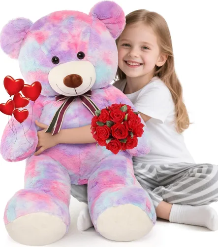 Miniatura 12 de Tezituor Oso de peluche grande de 59 pulgadas, animal de peluche negro gigante para baby shower, Navidad, día de San Valentín o cumpleaños, oso
