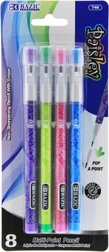 Miniatura 8 de BAZIC - Lápiz multipunto Paisley con borrador sin látex, lápices multipunto sin afilar, escritura suave para dibujar dibujar bocetos (paquete de 8)