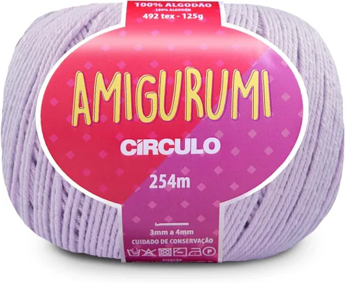 Miniatura 31 de Circulo Amigurumi Yarn, 100% Algodón Virgen Brasileño Mercerizado para Crochet y Tejido, Soft Art - Hilo de Peso Deportivo, 4.4 oz, 278 yardas