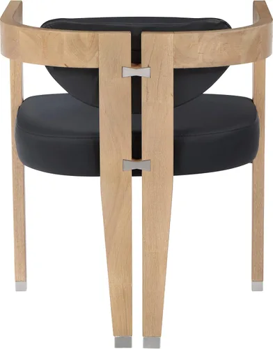 Miniatura 4 de Meridian Furniture 564Black-C Carlyle Collection Modern Silla de comedor contemporánea, acabado natural cepillado de madera maciza, cuero vegano