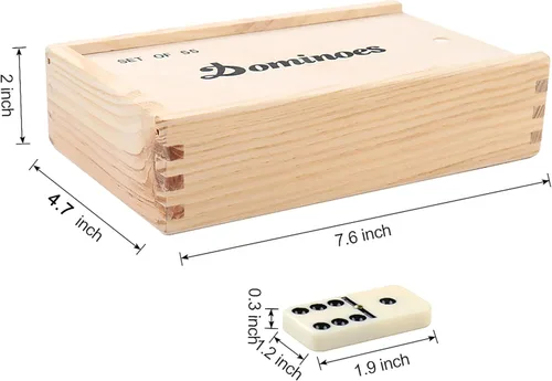 Miniatura 2 de Juego de dominó para adultos, juego de dominó doble nueve con estuche de madera para juegos de mesa clásicos, para familias y niños, 55 azulejos