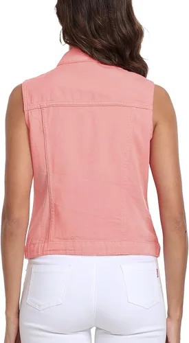Miniatura 41 de Xeoxarel Chaleco de mezclilla para mujer, chaqueta vaquera sin mangas (XS-XXL)