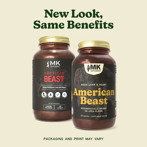 Miniatura 2 de MK Supplements American Beast, Suplemento de Órganos de Bisonte para Atletas, Apoya la Fuerza, Resistencia y Recuperación, Liofilizado, No-GMO