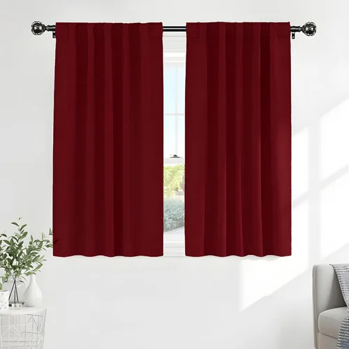Miniatura 59 de PONY DANCE Cortinas cortas con aislamiento térmico para ventana pequeña, para guardería, baño, cocina, lavandería, caravana, sótano, 29 pulgadas