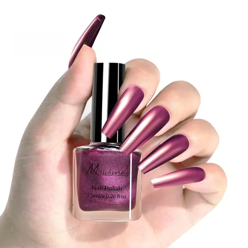 Miniatura 18 de Esmalte de Uñas Dorado Champán con Efecto Espejo Metálico, Laca de Uñas Brillante de Secado Rápido y Larga Duración, Cromo para Manicura DIY