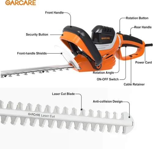 Miniatura 2 de GARCARE Cortasetos eléctrico con cable - Recortadores de árboles eléctricos, Cortador de ramas, Tijeras de setos