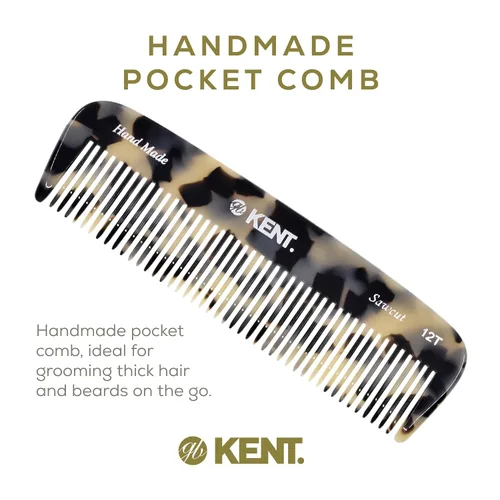 Miniatura 3 de Kent 12T TW Peine de Bolsillo - Peine de Cabello de Dientes Anchos Hecho a Mano para Hombres, Mujeres y Niños - Peine de Viaje, Barba y Bigote