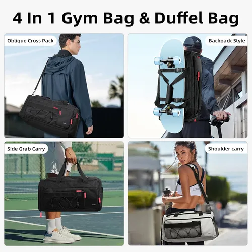 Miniatura 2 de CLUCI Bolsa de gimnasio para hombres y mujeres, bolsa de viaje deportiva, mochila de viaje para gimnasio, fin de semana, mochila con compartimento