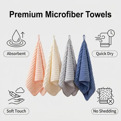 Miniatura 4 de Juego de 4 toallas de mano de microfibra para baño, decoración de Navidad, secado rápido, juego de toallas pequeñas, baño y cocina, 14 x 29.6