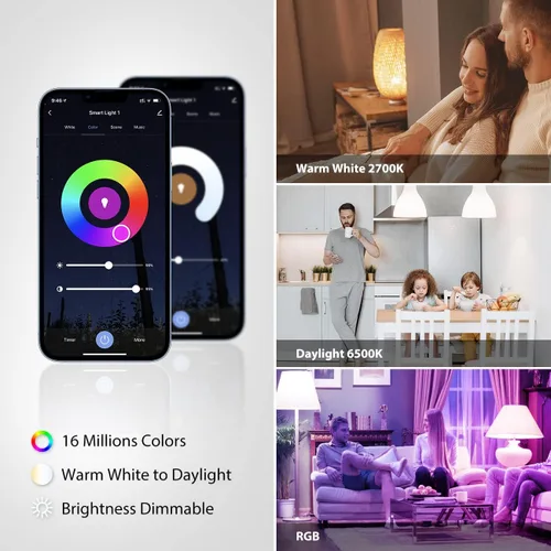Miniatura 2 de LVWIT Bombillas inteligentes Alexa, BR30 equivalente a 60 W, LED inteligente E26, funciona con Google Assistant, aplicación Smart Life, aplicación