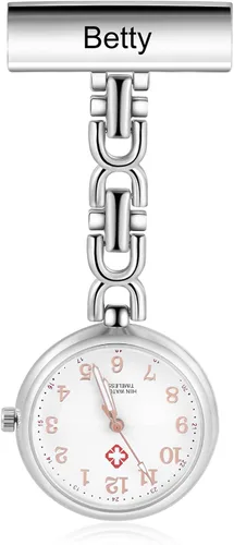 Relojes de enfermera para enfermeras, médicos, relojes de enfermería personalizados, con nombre grabado, pin de solapa en el reloj de enfermería,