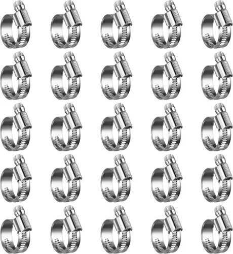 Miniatura 25 de Abrazaderas de manguera de engranaje helicoidal antideslizantes #4, abrazaderas de tornillo de acero inoxidable ajustables de 5/16 a 1/2 pulgadas