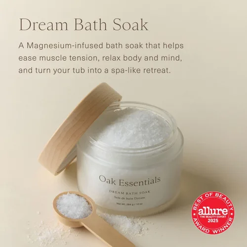 Miniatura 2 de Oak Essentials Dream Bath Soak, sales de baño de magnesio con sal marina europea, aceites de lavanda, manzanilla y geranio, remojo restaurador