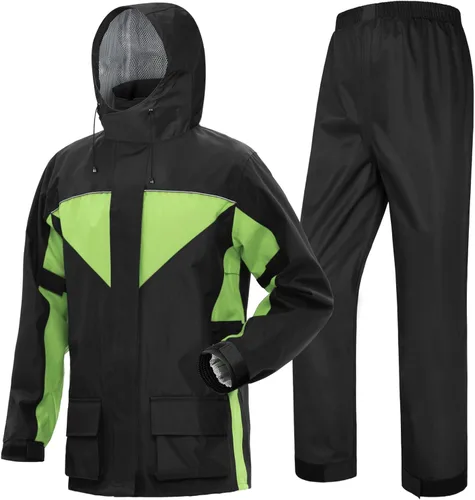 iCreek Traje de lluvia para motocicleta para hombres y mujeres impermeable anti-tormenta impermeable equipo de lluvia de alta visibilidad