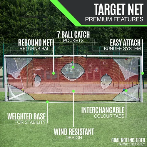 Miniatura 4 de QuickPlay Red de objetivo de portería de fútbol PRO con 7 zonas de puntuación - Práctica de tiro y tiros de portería Disponible en 4 tamaños