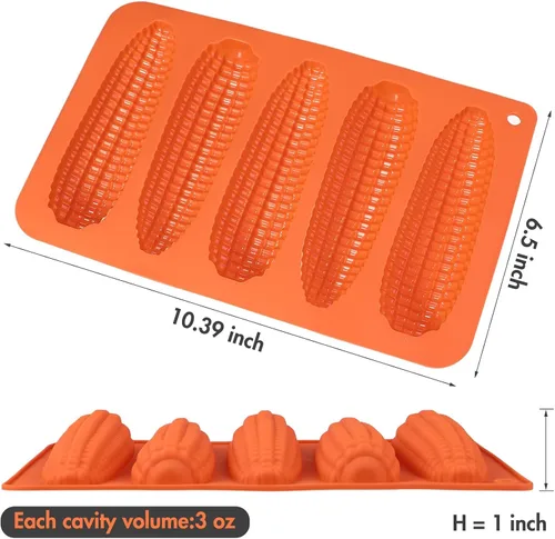 Miniatura 2 de Webake Juego de 2 moldes de silicona para pan de mazorca de maíz para hornear maíz para perros, pan de maíz del sur