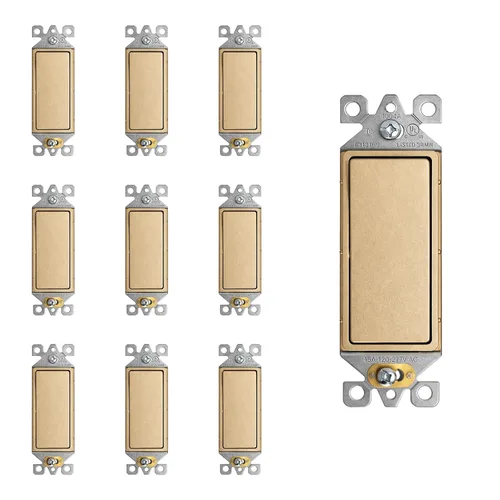 Miniatura 35 de ELEGRP Interruptor de luz decorativo de un solo polo con placa sin tornillos, 15 A 120-277 V, reemplazo del interruptor basculante de paleta