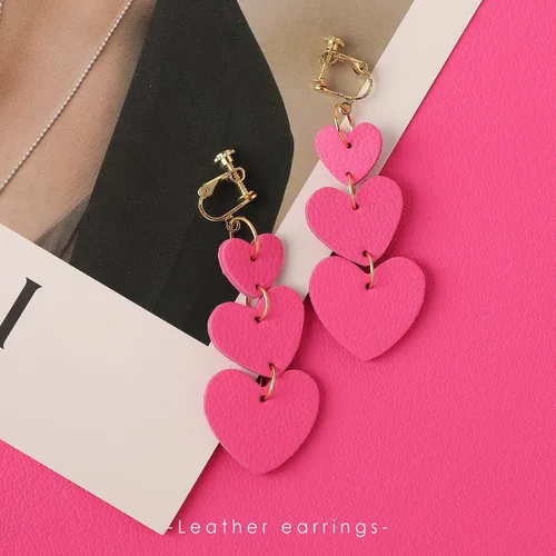 Miniatura 5 de Aretes de clip para mujer, aretes colgantes de cuero con clip para mujer, aretes sin perforaciones