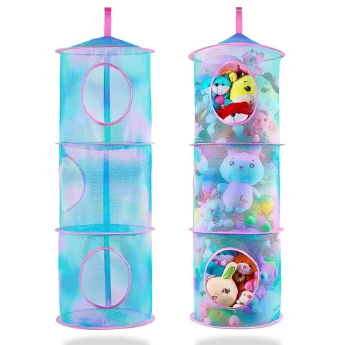 Miniatura 8 de Basumee Red para Animales de Peluche o Hamaca 2 Piezas Red de Almacenamiento de Juguetes Hamaca para Peluches Organizador de Malla Decoración