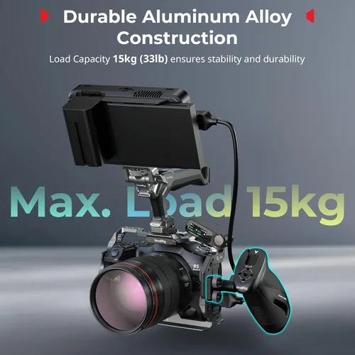Miniatura 4 de SMALLRIG Mango lateral giratorio con botón de presión y abrazadera NATO, para mano izquierda y derecha, mango lateral giratorio 360° con silicona