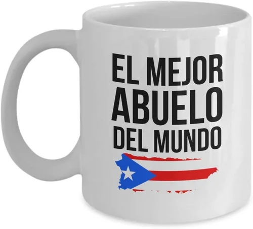 Taza Abuelo - Taza de café El Mejor Abuelo Del Mundo con bandera de Puerto Rico para abuelos puertorriqueños