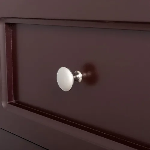 Miniatura 8 de VERYKE Mesita de noche con 3 cajones, armario lateral de cama pequeño con mango de metal y patas curvas, mesitas de noche para espacios pequeños