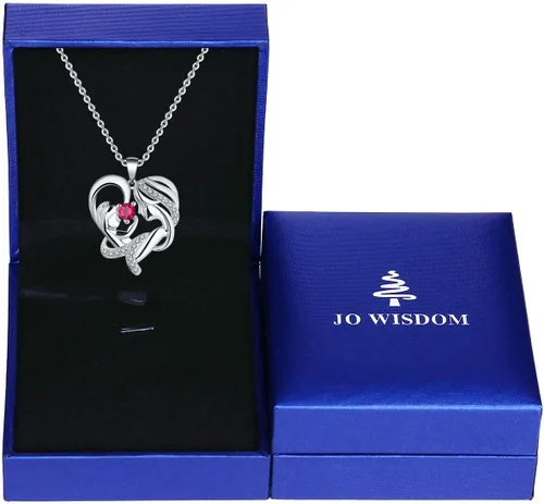 Miniatura 7 de JO WISDOM Collar de plata de ley 925 con colgante de corazón AAA, para madre e hija, regalo para mamá