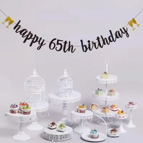 Miniatura 3 de Cartel de feliz cumpleaños 65, pre-encordado, guirnalda de fiesta de cumpleaños 65, decoración de fiesta de cumpleaños de 65 años, letras negras