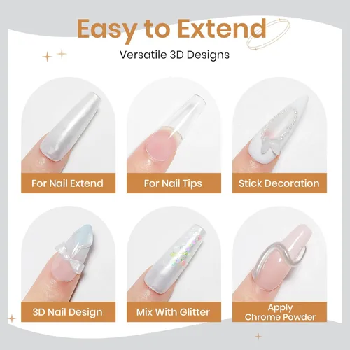 Miniatura 3 de Gel de Escultura 3D en Blanco Perla para Arte en Uñas, Gel Constructor Sólido Antiadherente para Manos, Uñas Duras para Extensión, Moldeado