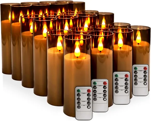 Miniatura 12 de YOROXRG Paquete de 12 velas LED sin llama, funcionan con pilas, impermeables