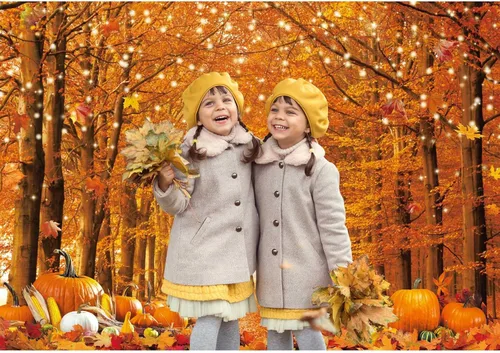 Miniatura 2 de Telón de fondo de 2,43 x 1,82 mt para fotos de otoño para fotografía, escena de bosque otoñal, telón de fondo de hojas de arce de Acción de Gracias