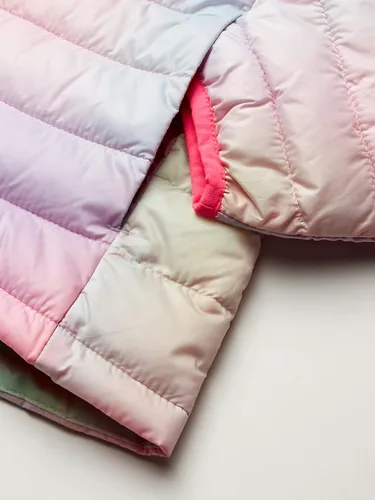 Miniatura 3 de Tienda Essentials - Chaqueta acolchada para niña, ligera, impermeable y fácil de guardar con cuello alto falso