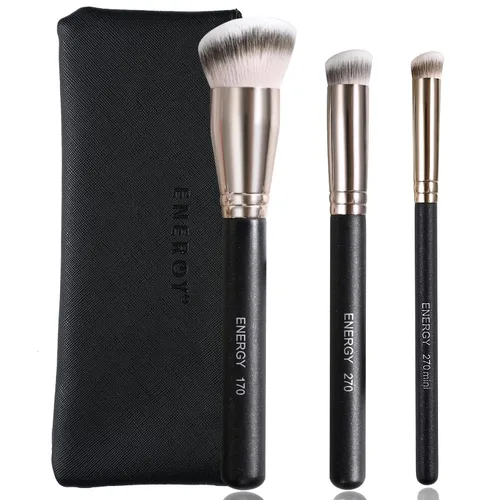 Miniatura 21 de ENERGY Brocha de base para maquillaje líquido, cepillo bronceador sintético profesional para cobertura completa, crema en polvo, cosméticos, mezcla