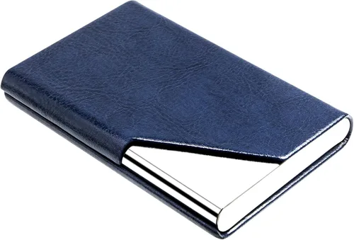 Miniatura 20 de Padike Soporte para tarjetas de visita, funda de cuero mejorada, tarjetero de bolsillo para hombres o mujeres, soporte delgado de metal para Y-BU