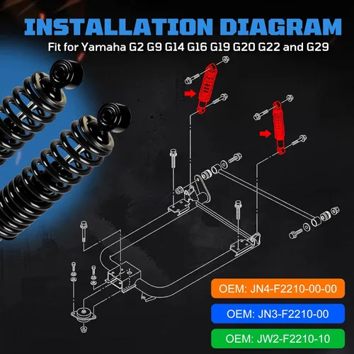 Miniatura 6 de iLSKW Amortiguador Trasero de Alta Resistencia para Carrito de Golf Yamaha con Resorte para Modelos de Gas y Eléctricos 1995 en adelante, G14, G16