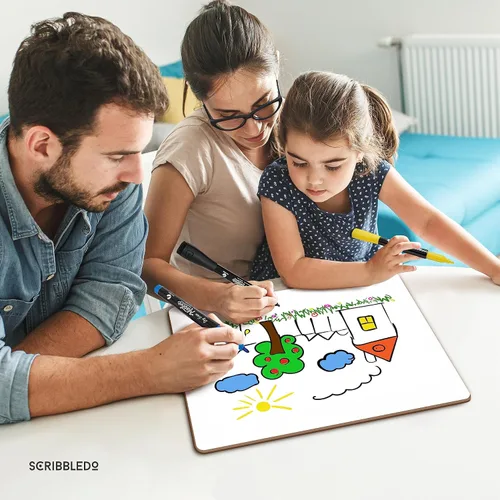 Miniatura 8 de SCRIBBLEDO Pizarra blanca pequeña de borrado en seco de 11 x 14 pulgadas de doble cara Double Sided 11x14 Inch, Premium Masonite Handheld