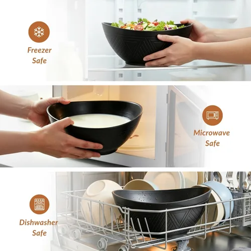 Miniatura 5 de Homienly Tazones para servir de 9.6 pulgadas, platos grandes para servir para fiestas de boda, 60 onzas para ensalada, guarniciones, pasta