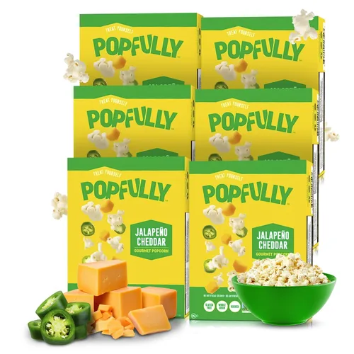 Miniatura 16 de POPFULLY Palomitas 94% libres de grasa totalmente explotadas, bolsas para compartir, sabor a mantequilla ligera, gran explosión, bolsas