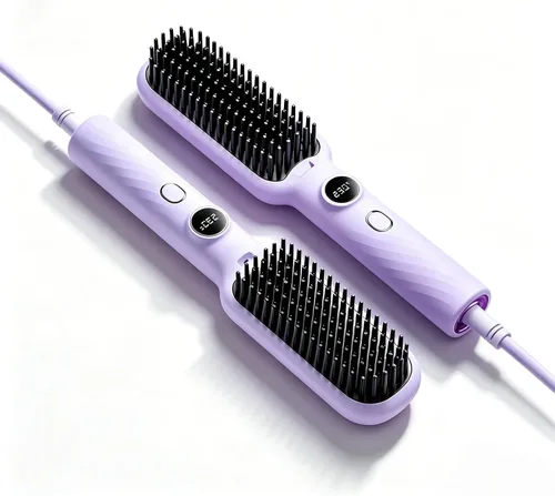 Kylara Go Brush Pro - Cepillo alisador de pelo corto con calentamiento rápido, alisador portátil pequeño para mujeres, mini plancha plana de